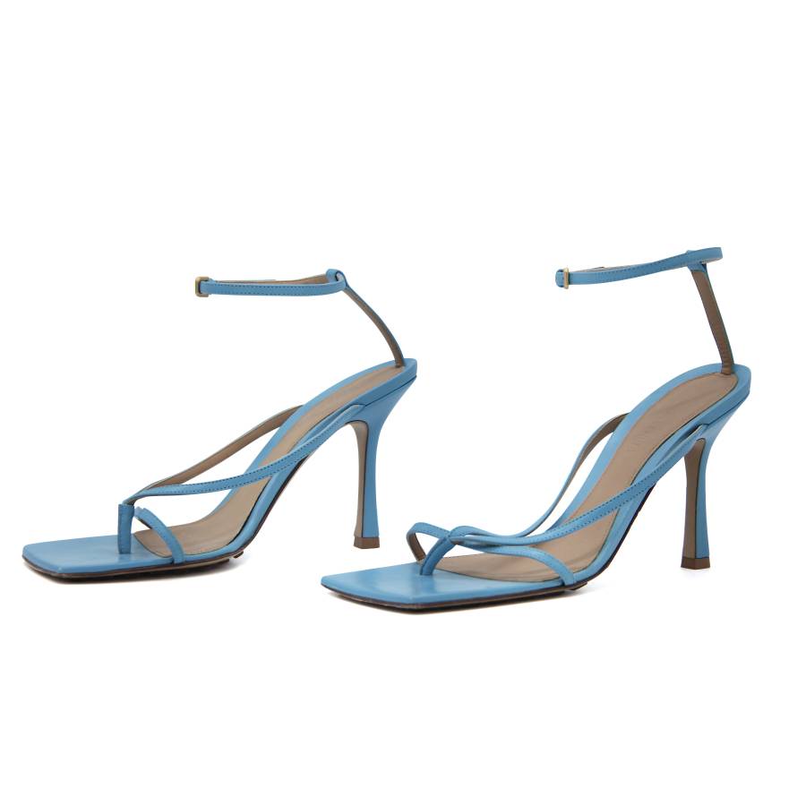 Sky blue leather heels