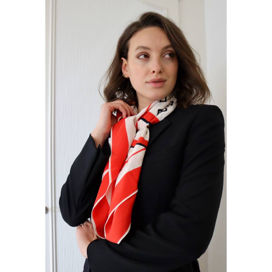 Red and white silk scarf