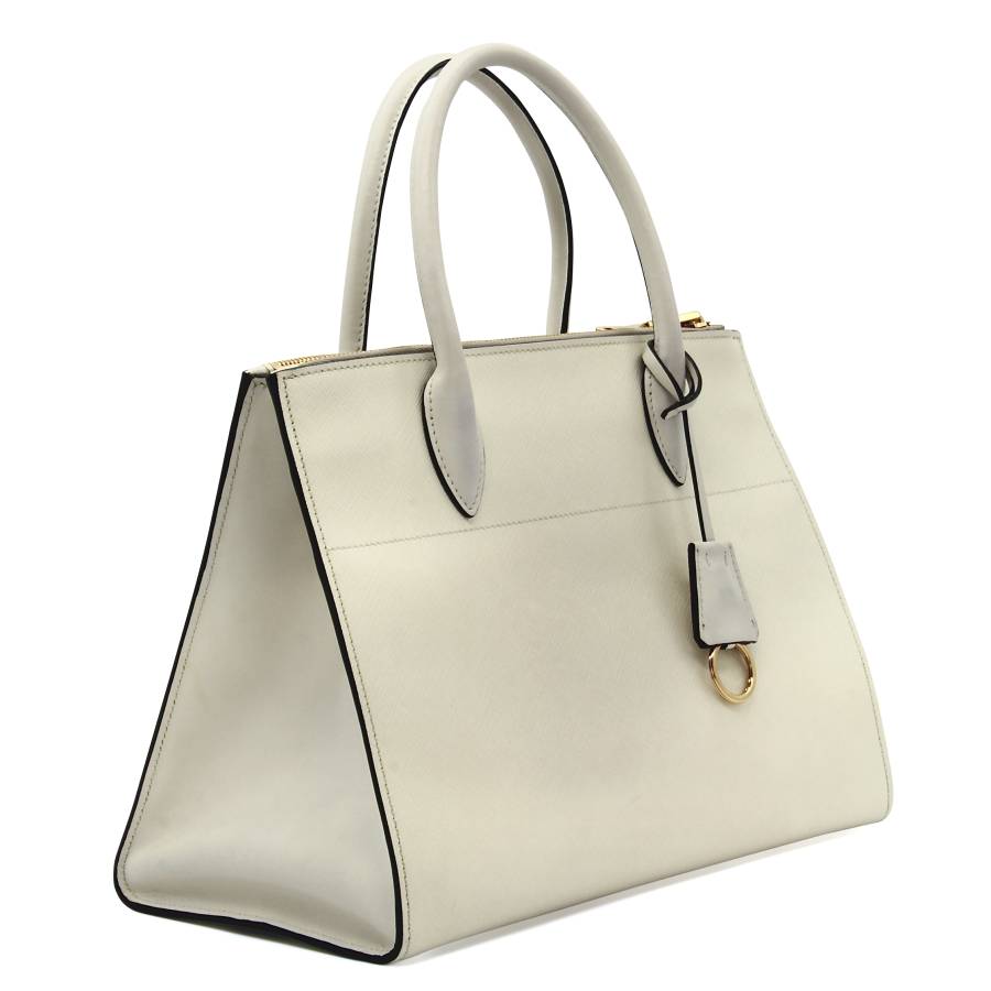 White leather handbag