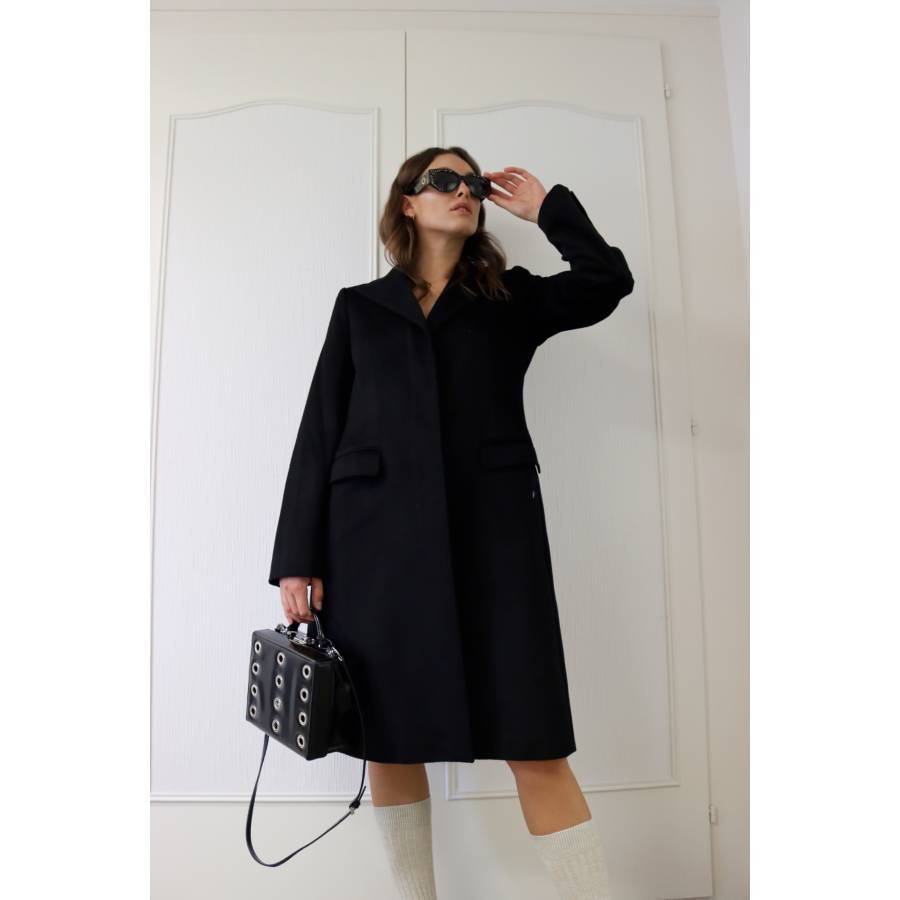 Long black wool coat