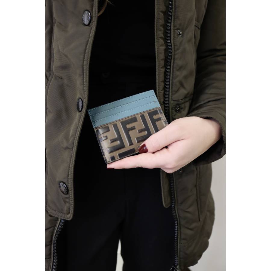 Brown and blue card holder