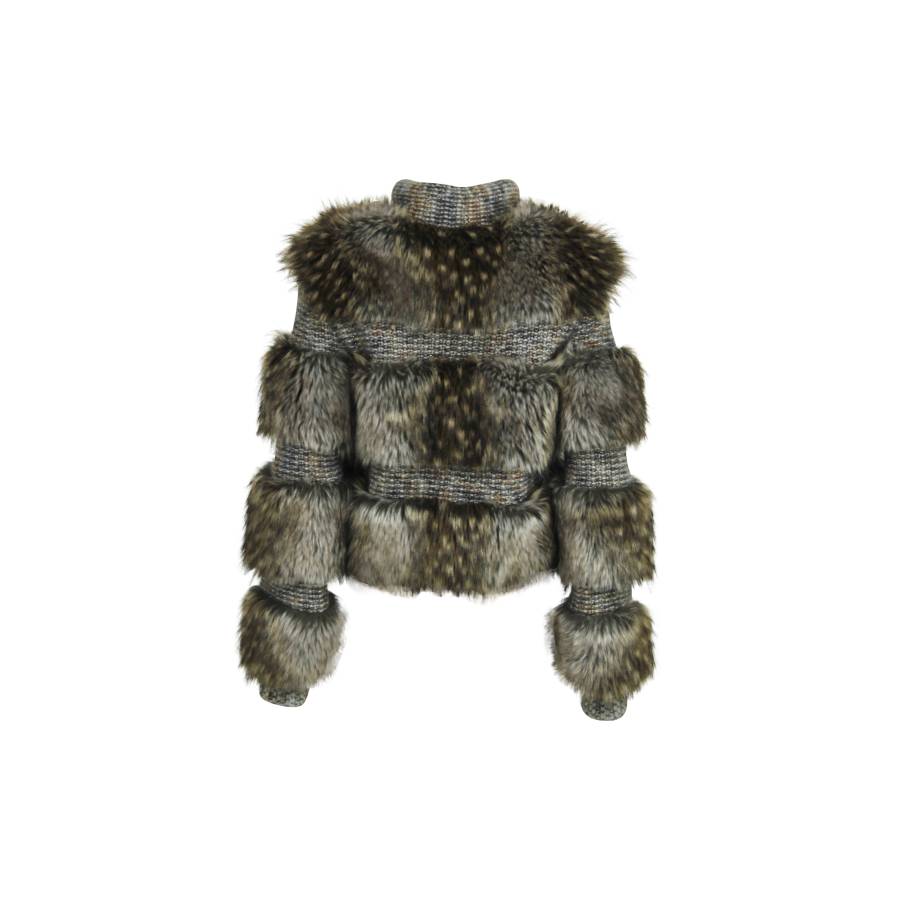 Brown jacket with fur effect