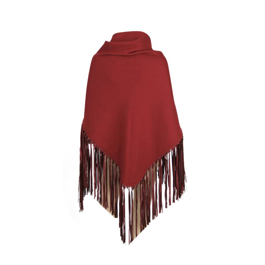 Cashmere and red leather shawl