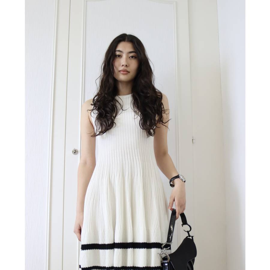 White dress with black stripes