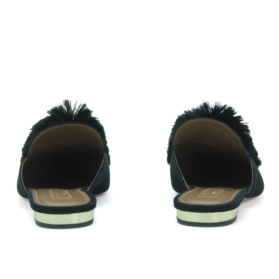 Suede flat shoes with fur