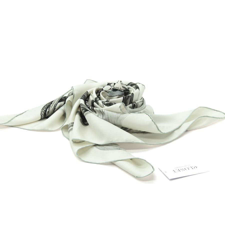 Foulard gris et blanc en soie
