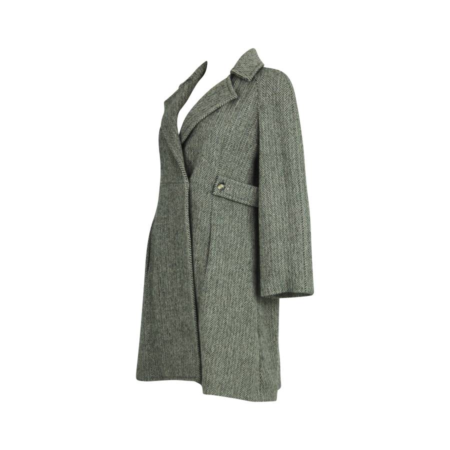 Manteau long en laine verte