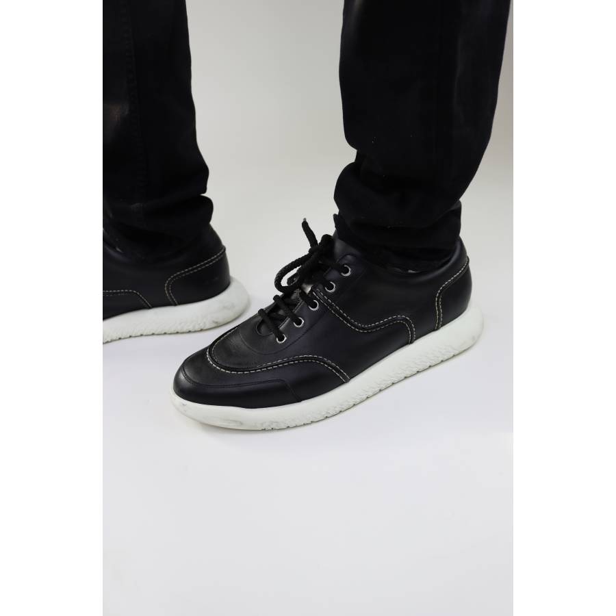 Hermes black leather sneakers