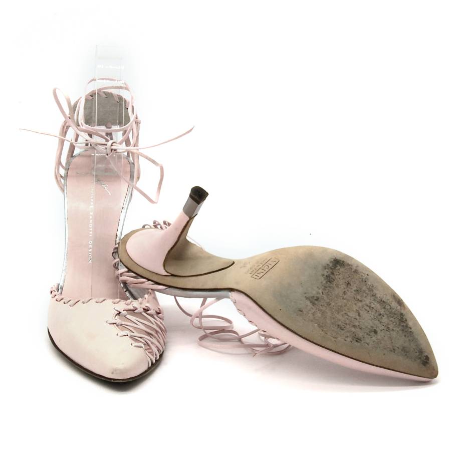 Pale pink heeled sandals