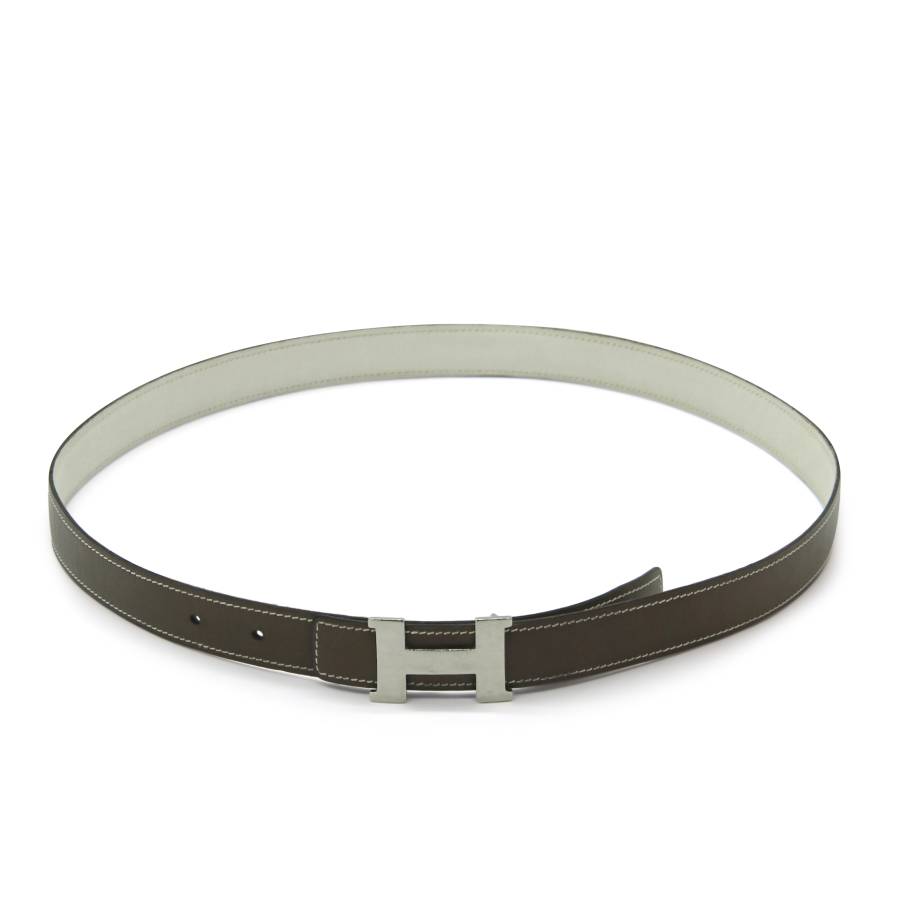 Taupe belt with H buckle