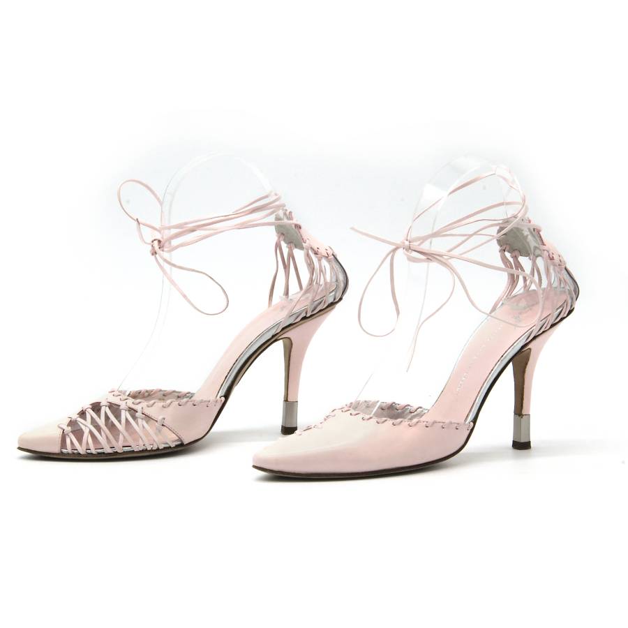 Pale pink heeled sandals