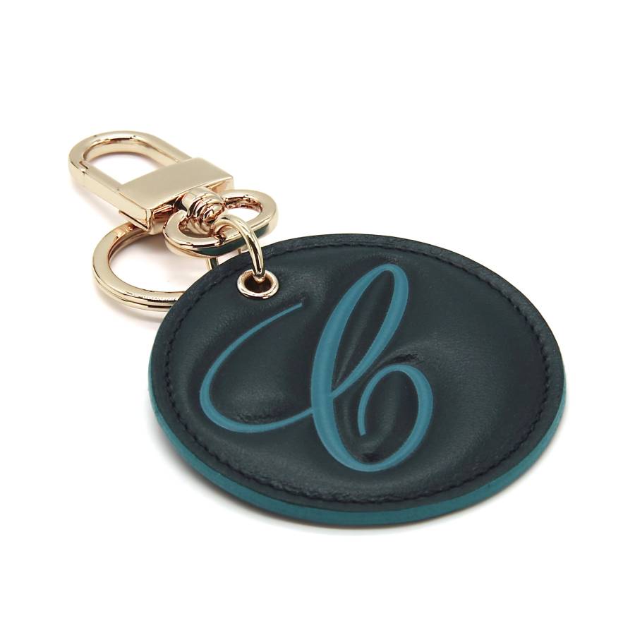 Blue leather key ring