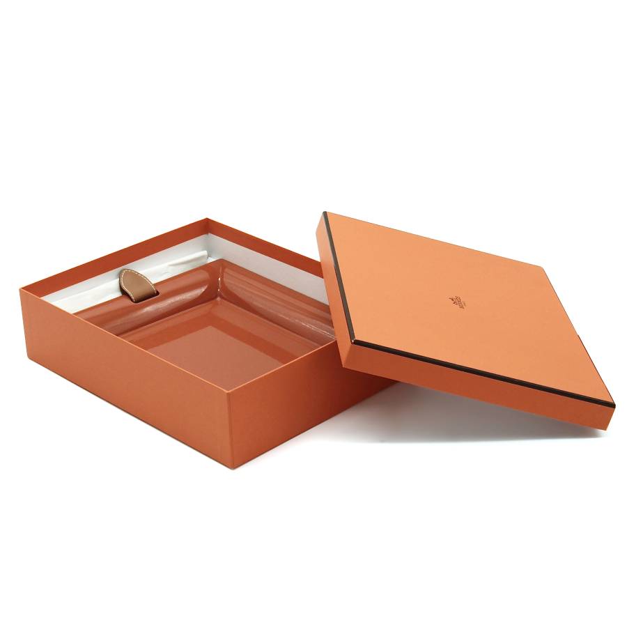 Orange lacquered wood pocket tray