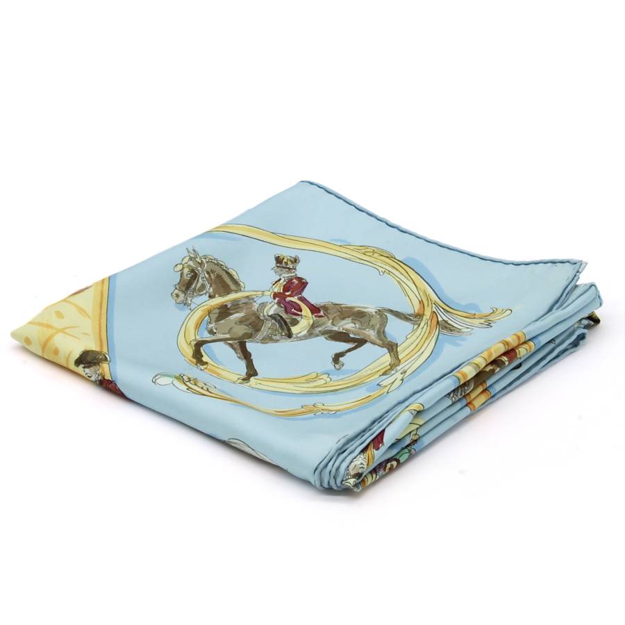 Sky blue scarf with horses