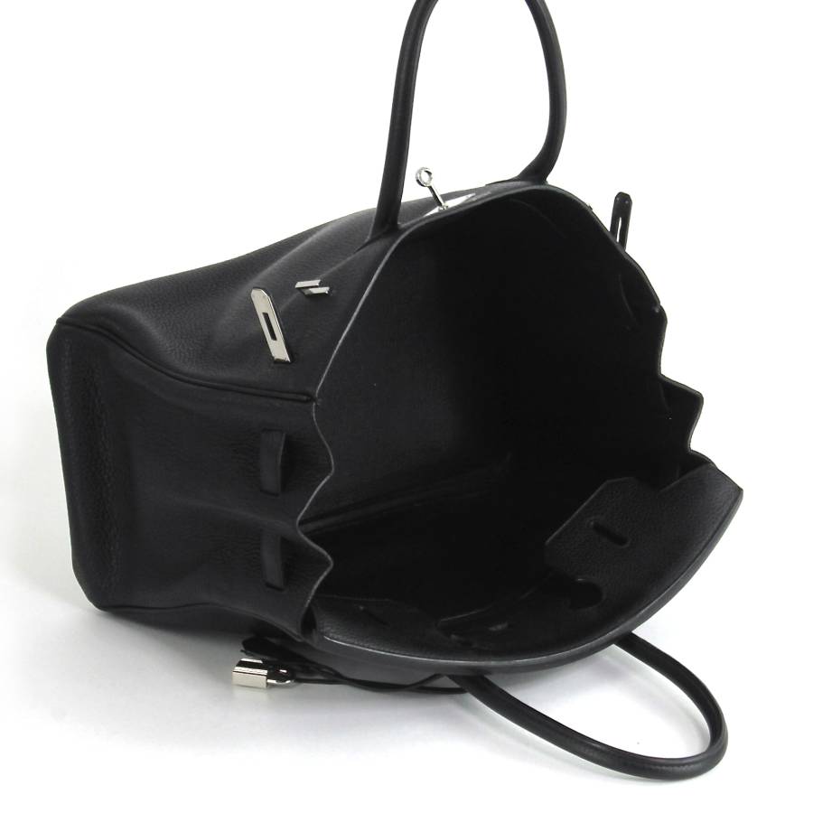 Birkin Bag 35 aus schwarzem Togo-Leder