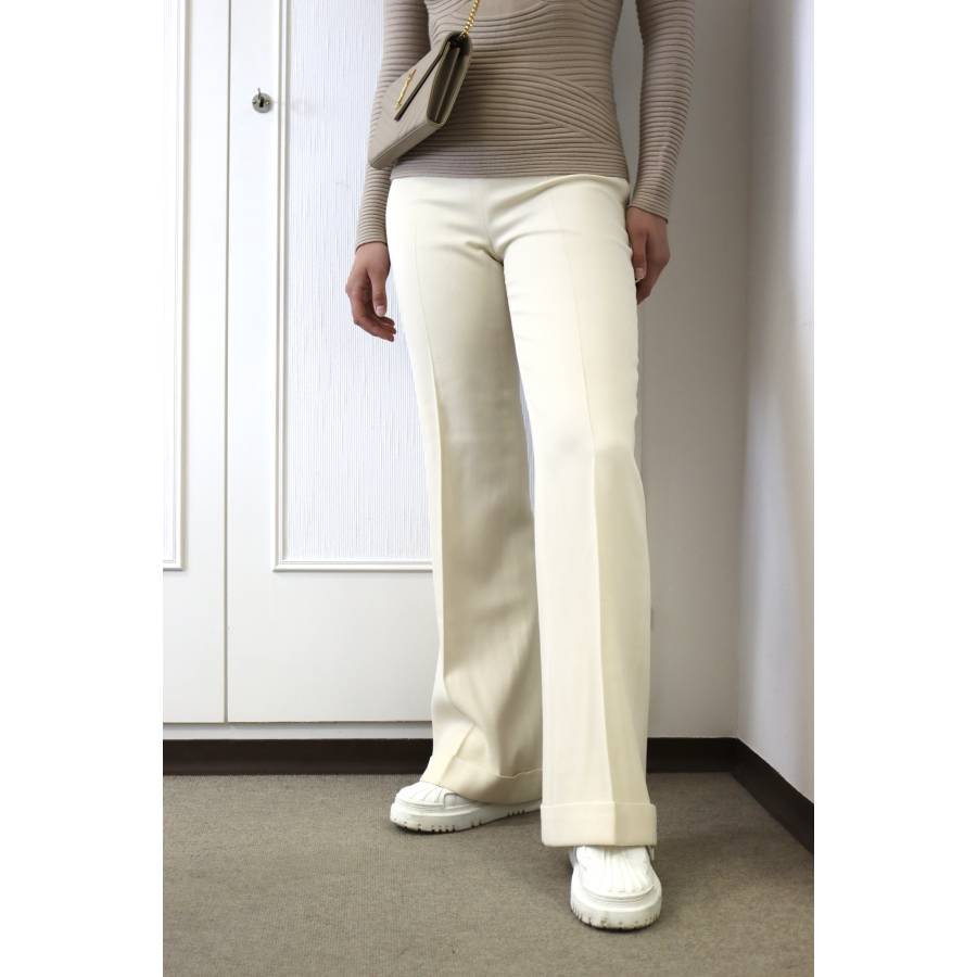 Pantalon en laine couleur écru