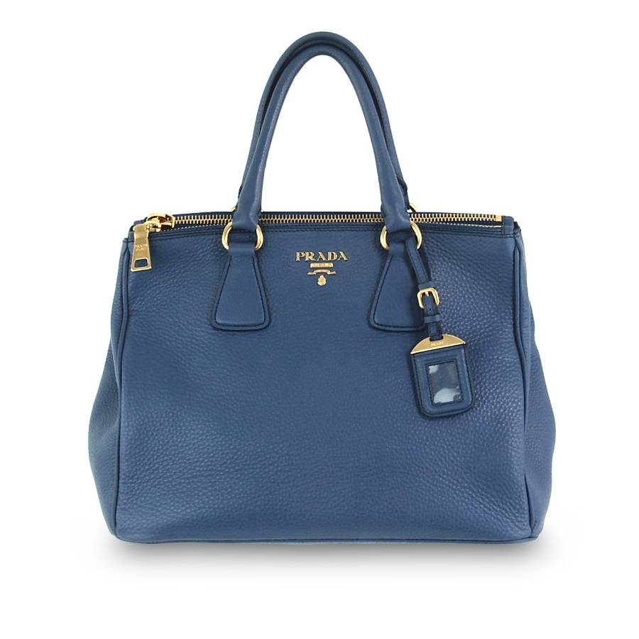 Galleria bag in blue grained leather