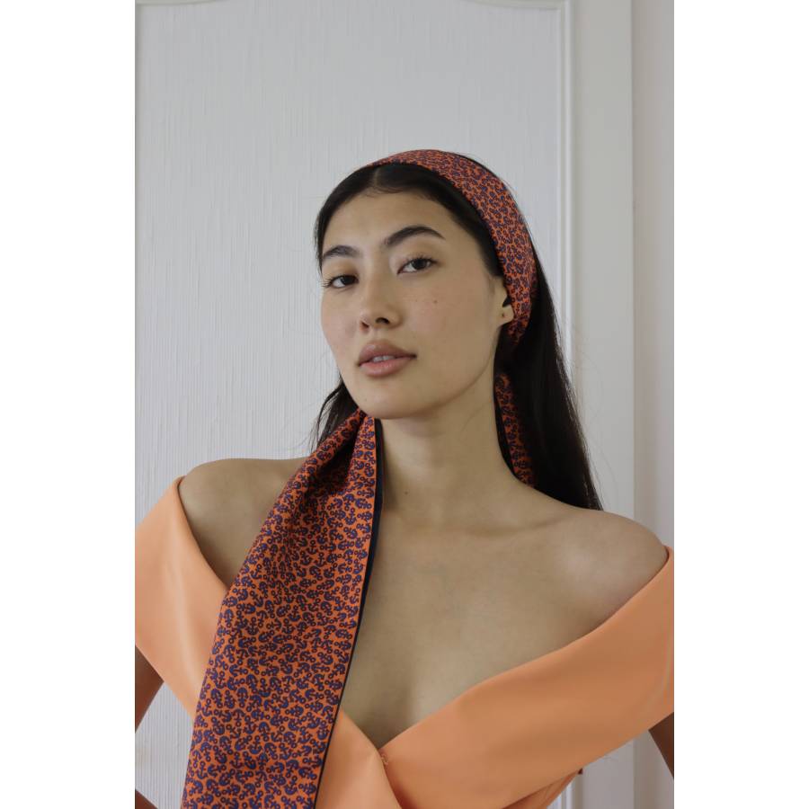 Orange and blue silk shawl