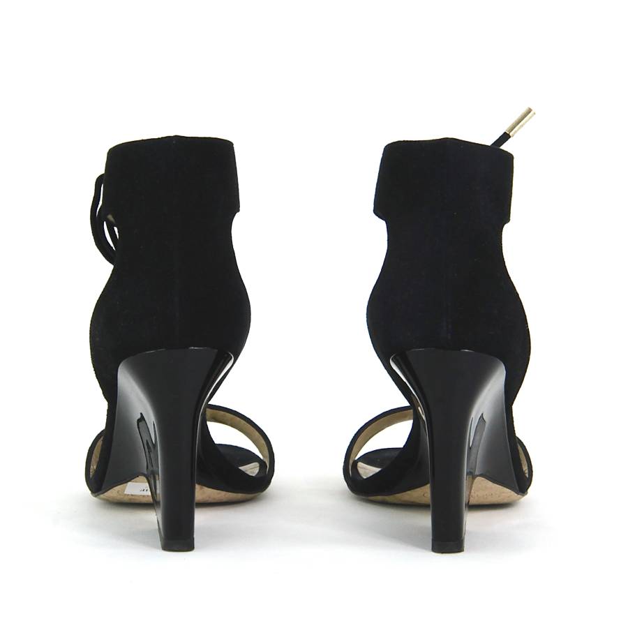 Black suede sandals with heels