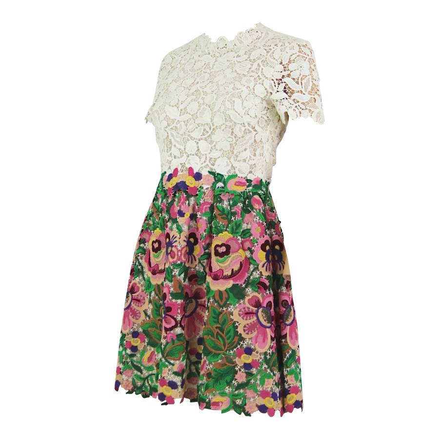 Dress with green and pink flowers
