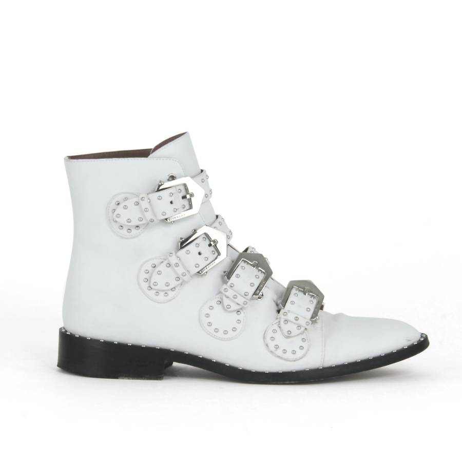 White leather and studded boots