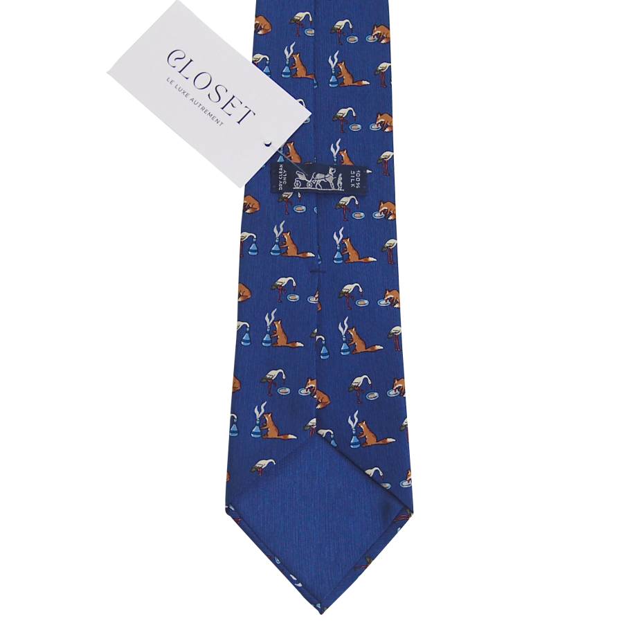 Cravate bleu foncé avec renards