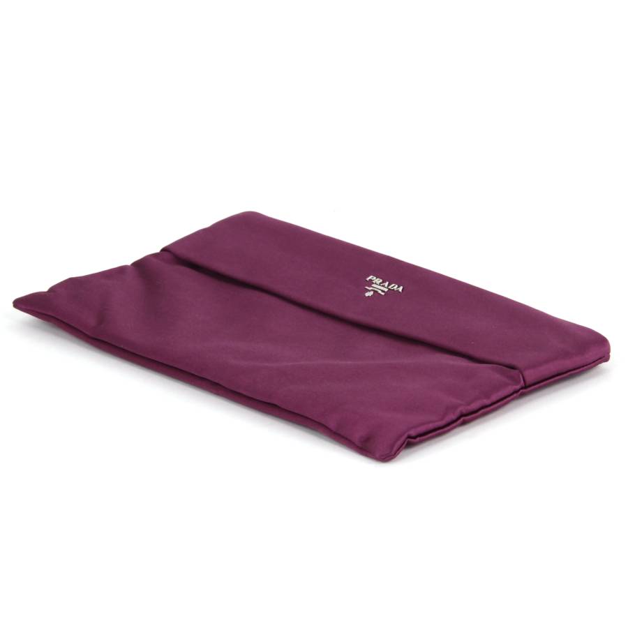 Purple satin clutch bag
