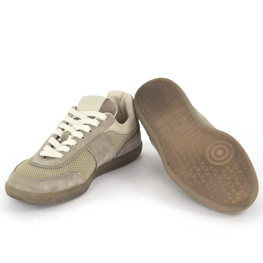 Suede and beige fabric sneakers