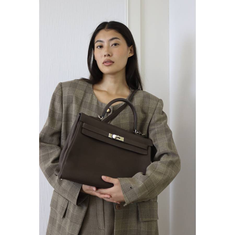 Kelly 35 bag in brown Togo leather