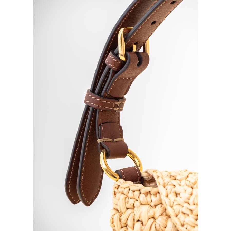 Wicker and leather handbag