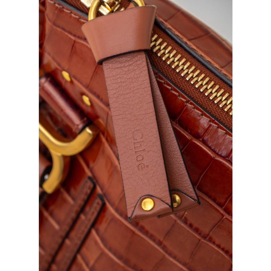 Marcie bag in brown crocodile-effect leather