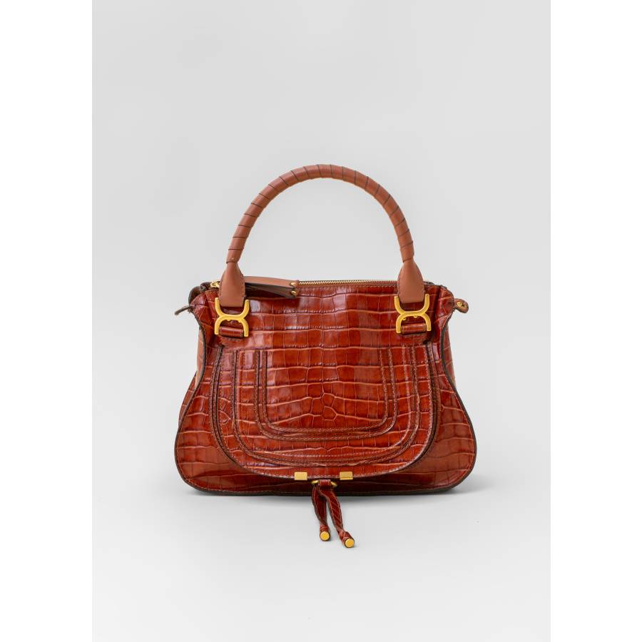 Marcie bag in brown crocodile-effect leather