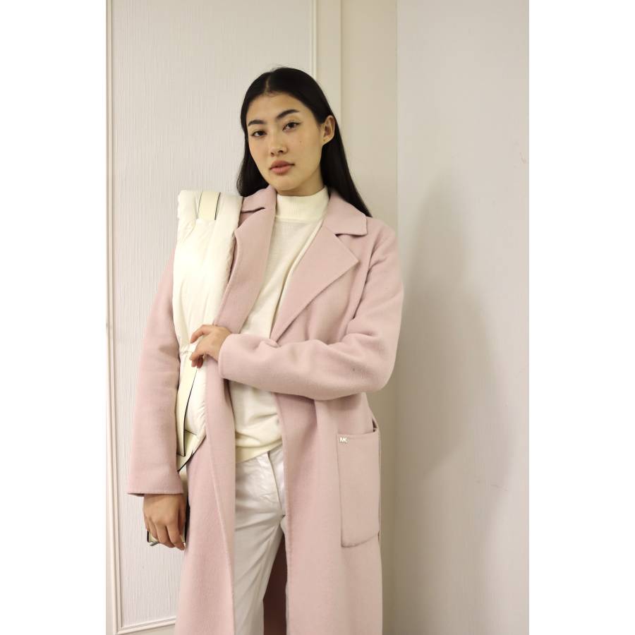 Long pink coat with belt
