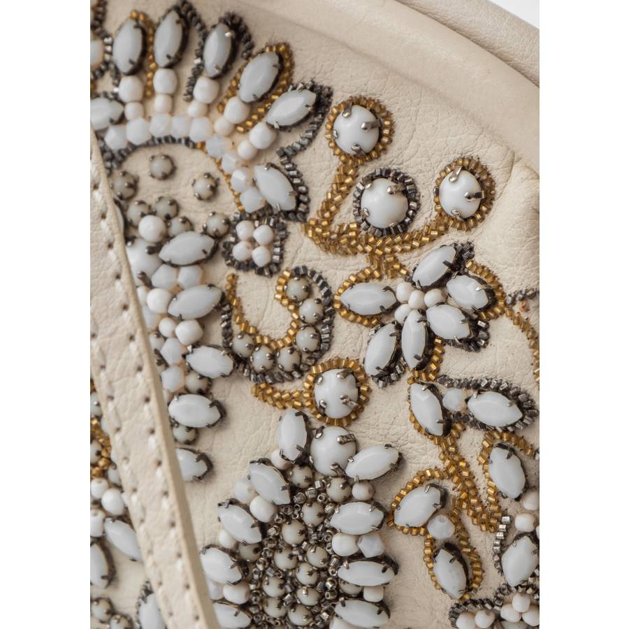 White beaded bag with crystals