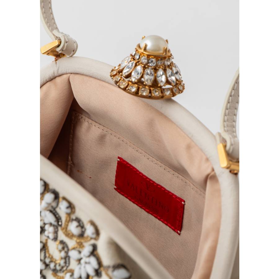 White beaded bag with crystals