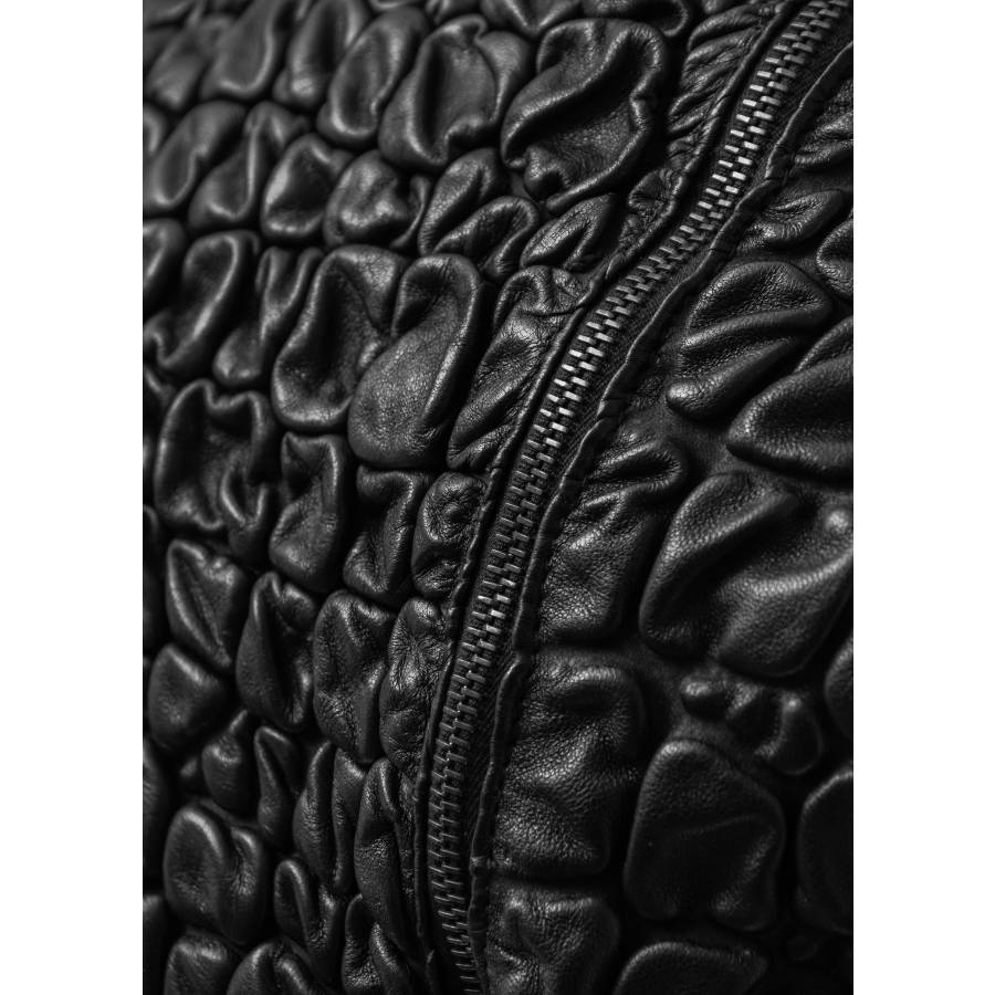Short black leather jacket