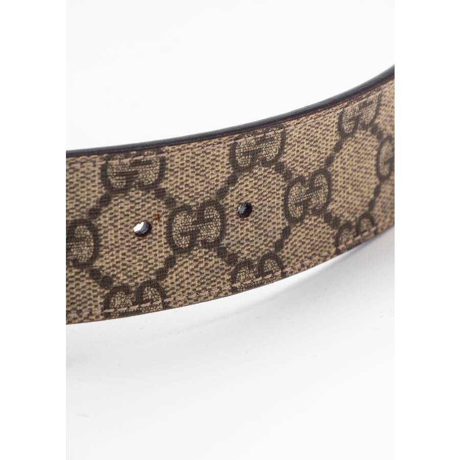 Beige leather and fabric belt