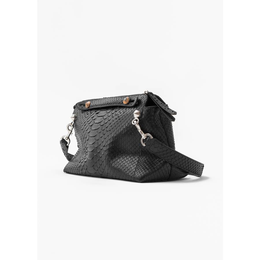 By The Way bag in black python and crocodile leather