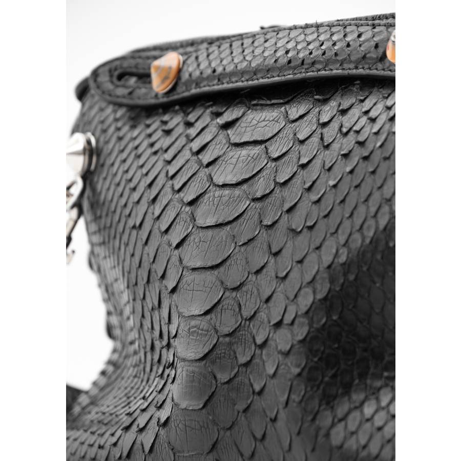 By The Way bag in black python and crocodile leather