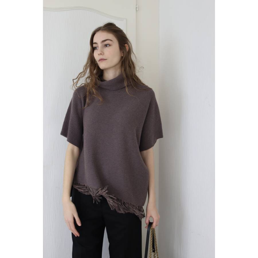 Purple wool, cashmere and silk poncho