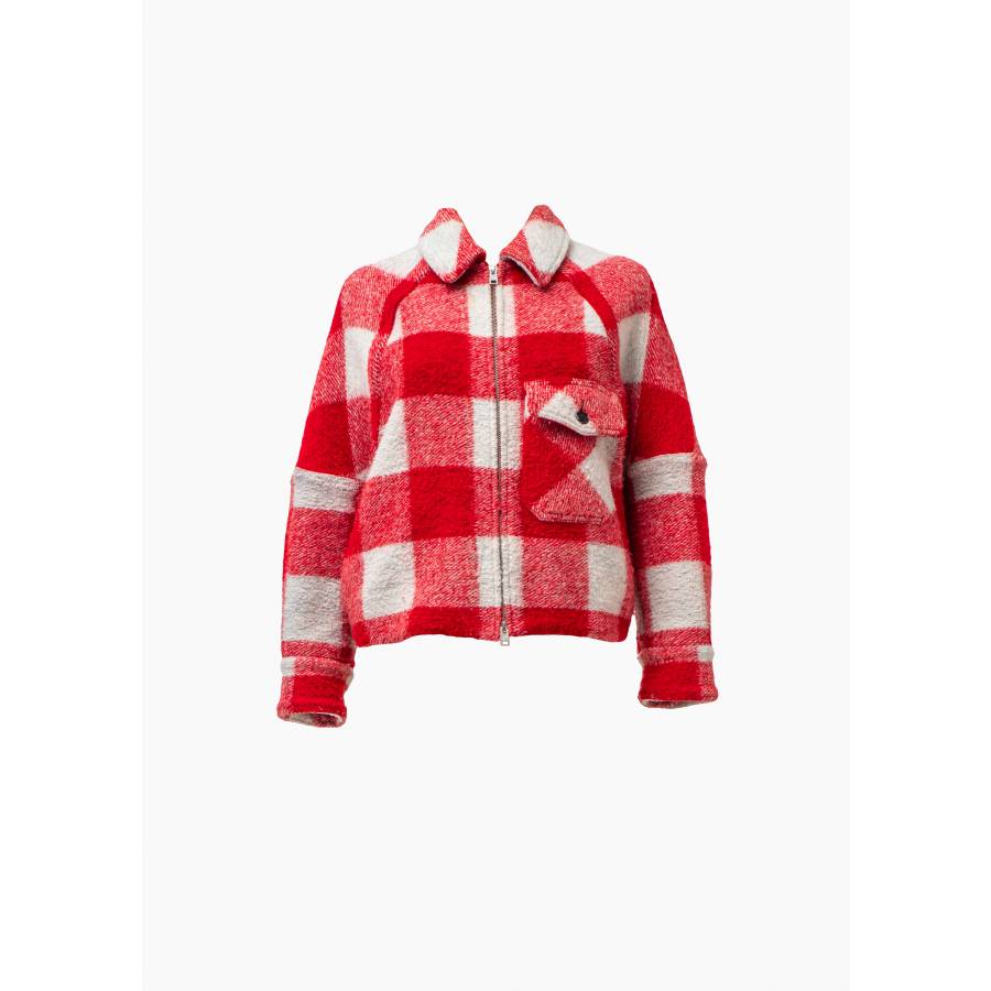 Red and white Woolrich jacket