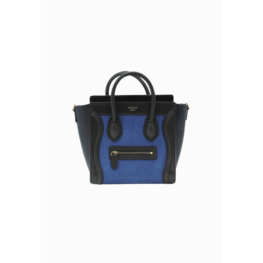 Petit sac Luggage en cuir bi-matière bleu et noir