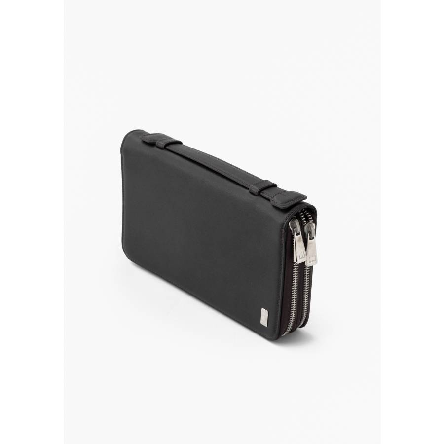 Black leather wallet with silver jewelry