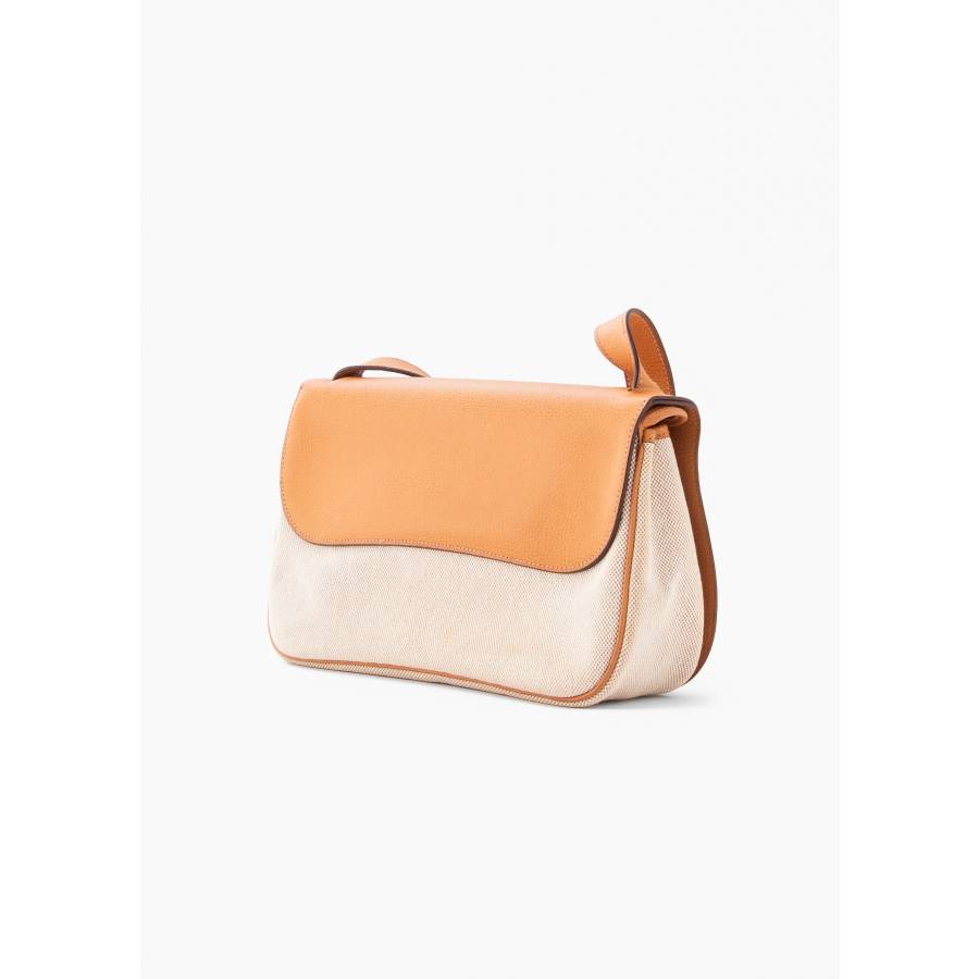 Colorado bag in beige leather and white fabric
