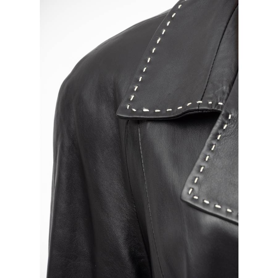 Black leather jacket with belt
