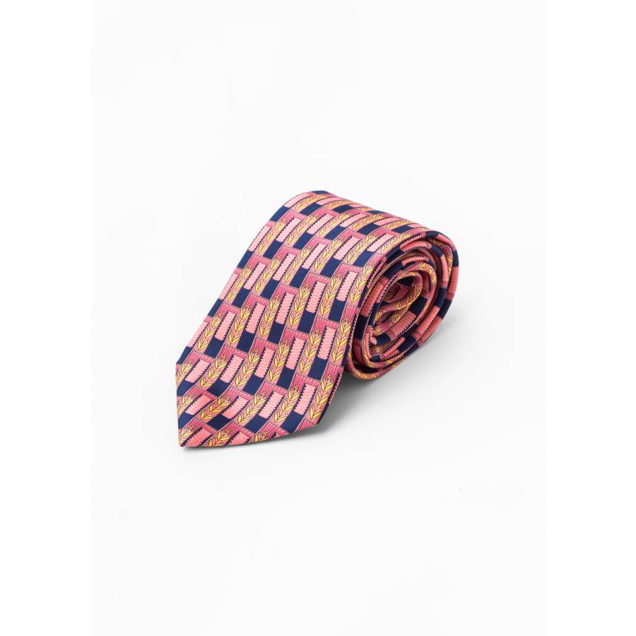 Pink and dark blue silk tie