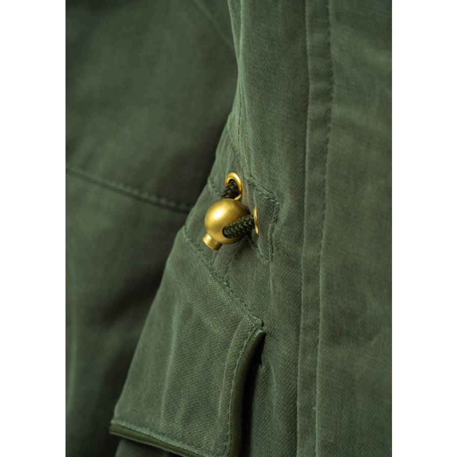 Khaki jacket with gold buttons