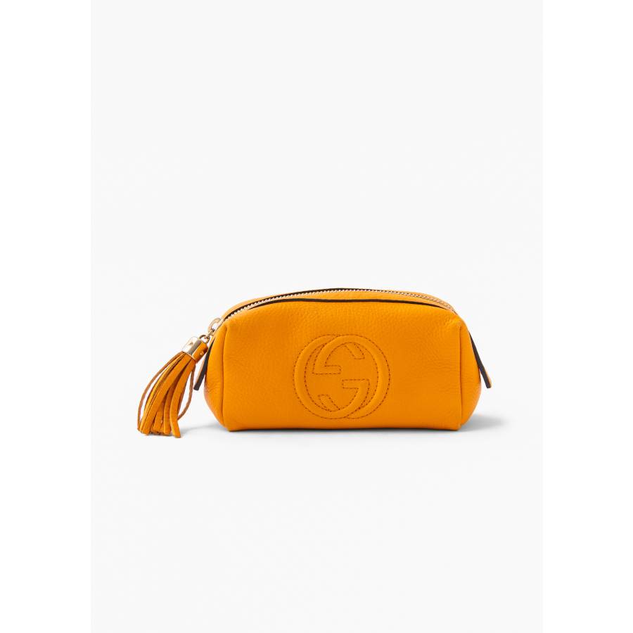 Geldbörse aus orangefarbenem Leder