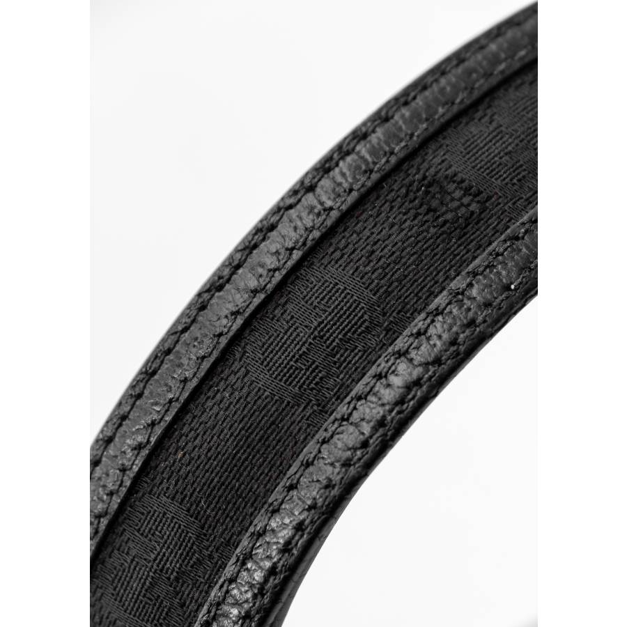 Black leather and fabric belt