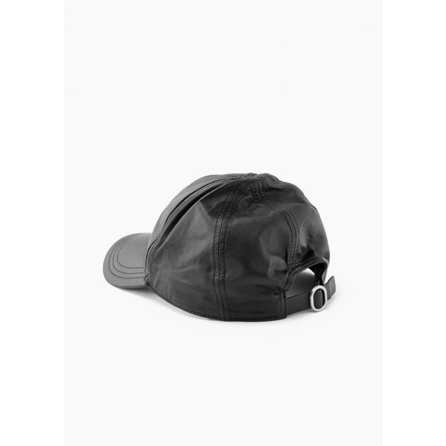 Black leather cap